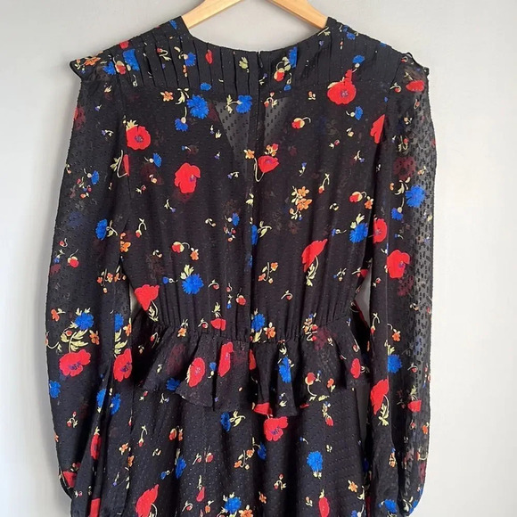 The Kooples Paris Black Daydream Flowers Silk Mini Dress Size 0 - Picture 10 of 13